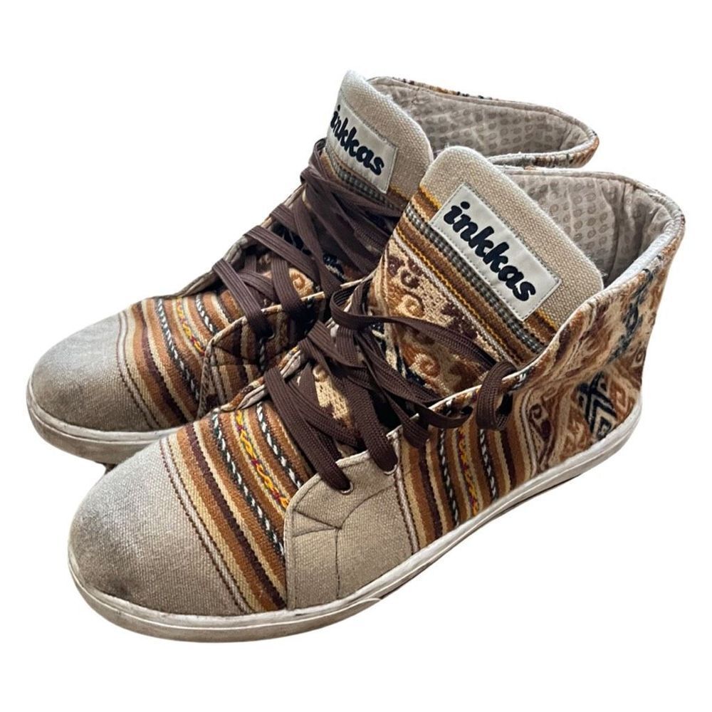 Inkkas Unisex Aztec Print High Top Canvas Sneaker Size Men's 11 Women's 13